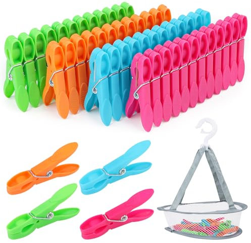 Feirdhoo 49 pinzas de ropa resistentes, 7,3 cm, para tendedero, multicolor