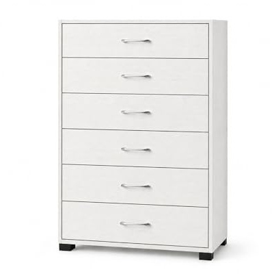 MA MAISON Cassettiera in Legno MDF - Mobile, Versatile,Piano d'Appoggio, Maniglie, Piedini, Camera da Letto, Bagno, Corridoio, Comò, Salvaspazio - Texture Venata (Bianco, 68X40X120H CM)
