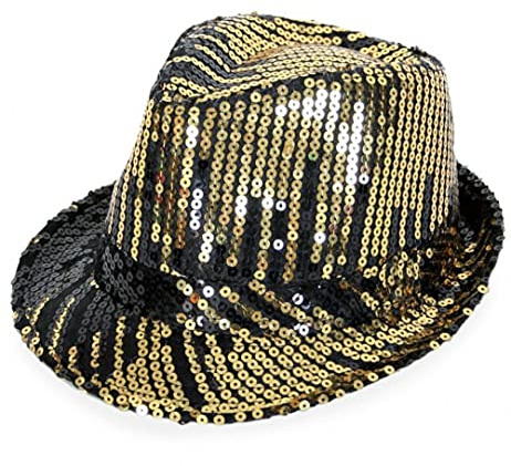 KarnevalsTeufel.de Paillettenhut, sortierte Farben, Gr. 58 cm, Partyhut, Karneval, glitzer, Pailletten (gold/schwarz)