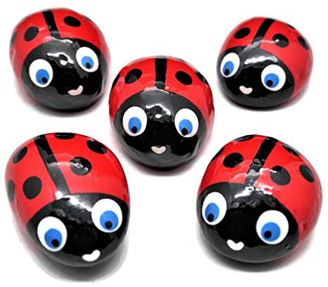 Andys Steinwelt® handbemalter Glücksbringer Marienkäfer – liebevoller Handschmeichler aus Stein/Kunststein | Deko Geschenk für Kindergeburtstag, Prüfung, Geburtstag, Schule & Büro 1015