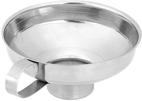 Kanubi - Imbuto in acciaio INOX per marmellata, imbuto da cucina con manico per insalata, condimenti, perdite di olio