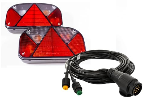UNITRAILER ASPÖCK Anhänger Beleuchtungsset MULTIPOINT II Rückleuchten Links rechts 12 V E9 geprüft Bajonett 5 Pin mit MANTES Kabelbaum 7 m 13 polig Umrüstung 24 V möglich für PKW Anhänger