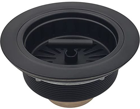 EADOT 3-1/2 Inch Stainless Steel Kitchen Sink Drain Strainer Assembly with Strainer Basket,Drain Stopper Matte Black