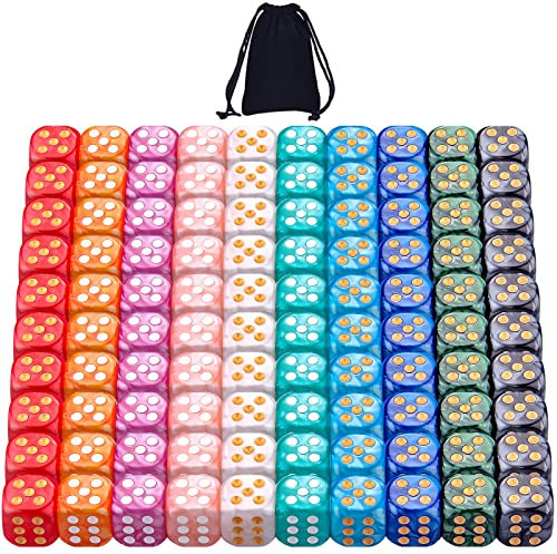 SIQUK 100 Stück 6 Seitig Würfel Set 12mm Würfel Bunt Wurfel DND für Dungeons and Dragons RPG MTG Tischspiele, 10 Farben