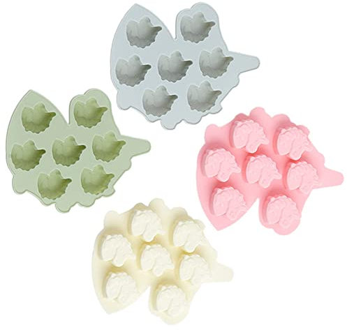 MYSUNBAR Animal Ice Cube Tray Chocolate Mould Silicone Unicorn Animal Ice Cube Tray Silicone for Chocolate, Sweets, Ice Cubes, Jelly, Mini Soap, Bath Bomb, Cake Baking, Pack of 4