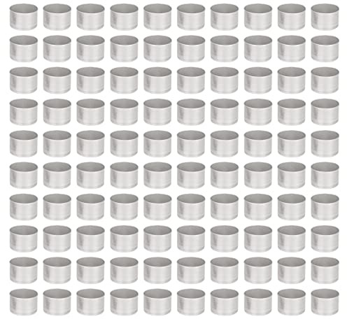 Demeras 100PCS Empty Aluminum Boxes Metal DIY Empty Aluminum Tealight Candle Box Aluminum Tea Light Tins Aluminum Metal Tealight Candle Holder