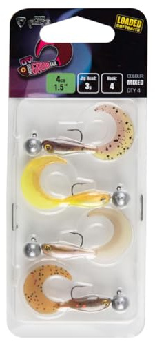 Fox Rage Micro Grub Tail Mixed UV Colour Pack 4 cm 3g – 4 Señuelos de goma para jiggen, peces de goma para perca, Shad, Softbaits