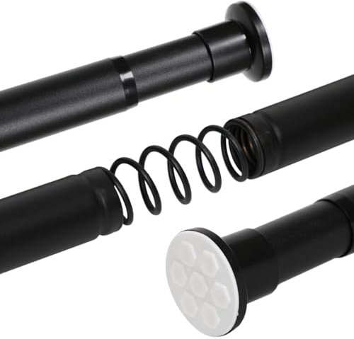 Hershii Black Expandable Shower Curtain Tension Rod Wardrobe Rail Extendable Clothes Hanging Pole Window Blackout Curtain Holder No Drilling for Bathroom Closet RV Doorway 110-410cm