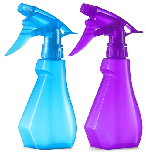 DilaBee 8oz 2-Pack Empty Spray Bottles for Cleaning Heavy Duty, Small Spray Bottle for Hair, Plant Mister, Squirt Bottle for Cats, Spritzer Bottles for BBQ - Blue & Purple Water Sprayer - BPA-Free
