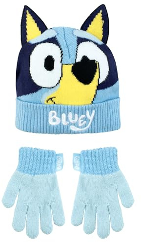 Bluey Conjunto de gorro y guantes para niños Gorro y guantes de invierno para niñas y niños | Mercancía oficial