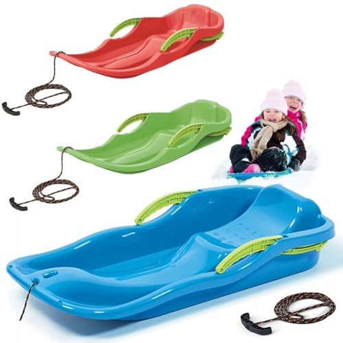 Kinderschlitten 79cm „Race S“ mit Bremsen & Zugseil | Robuster Kunststoff-Bob für Kinder ab 3 Jahren | Leichter Rodelschlitten mit ergonomischem Sitz & hoher Kälteresistenz | Wintersport Schlitten