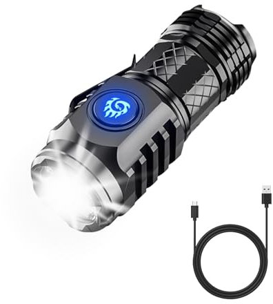 Skeadex Lampe Torche Led Ultra Puissante, Lampe Torche Led Rechargeable, Lampe De Poche Led De Monstre à Trois Yeux, Lampe Tactique En Aluminium Étanche Pour Enfant,Camping (5W Puissance, Noir)