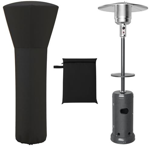 TANGZON Patio Heater Cover, 220 x 86 x 48CM Heavy Duty Outdoor Heater Protector with Zipper & Drawstrings, Garden Heater Covers for Balcony Backyard Deck (Black)