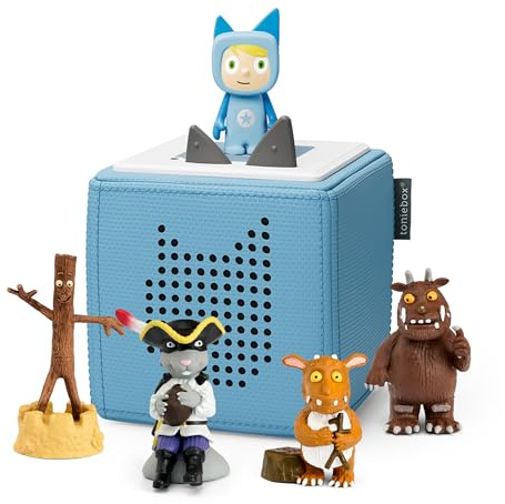 tonies Toniebox Julia Donaldson Bundle including 1 Creative & 4 Gruffalo, Gruffalos Child, Stick Man & Highway Rat, Blue