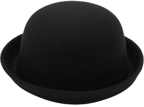 Filz Bowlerhut Aufrollbare Krempe Zylinder Klassische Kuppel Schwarzer Hut Solide Herren Fedora HüTe FüR Herren Und Damen Schwarz