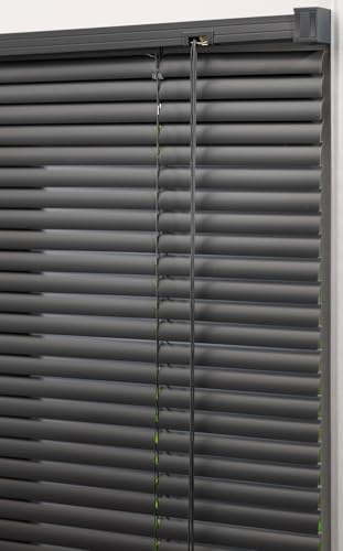 Lister Cartwright 25mm PVC Venetian Blinds Windows Blind Easy Fit Child Safety Included (Dark Grey, 60 cm Width x 160 cm Drop)