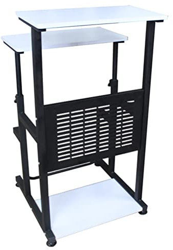 SnamicE Zeichentisch, mobiler Laptop-Sitz-Stehwagen, höhenverstellbarer Wagen, ergonomischer Tisch, Kleiner Stehtisch mit Rollen, rollende Sofa-Stuhl-Seite (Farbe: Braun) (Braun) (Weiß)