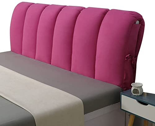 Generisch Bett kopfteil bezug Kopfteilbezug für Einzel- und Doppelbetten gepolstertes Kissen kurzer Plüsch-Kopfteilbezug Bettkopfteilbezug aus Holz/Eisen Dicker Bettkopfteilbezug Pink2-180x60cm