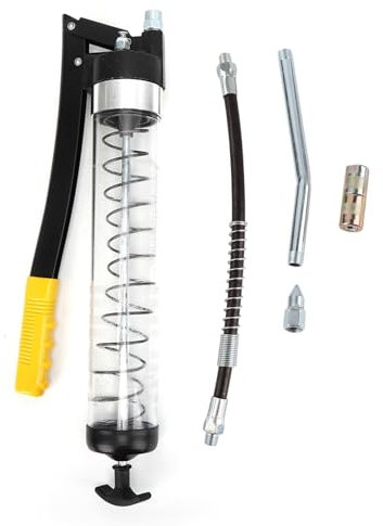 Klanata Pistola de engrase portátil 6000PSI con Tubo Transparente, Herramienta de Mantenimiento de automóvil de Tubo Transparente