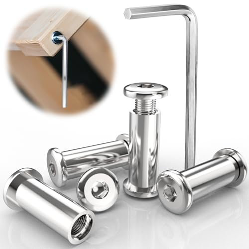 30 tornillos de conexión M4 x 20 (15 tuercas de manguera, 15 conectores para muebles), acero inoxidable A2 V2A, conector para muebles, tornillos de manguito con hexágono interior, llave hexagonal se