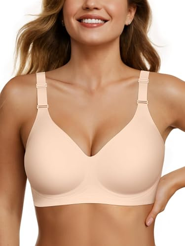OEAK Reggiseno da donna senza cuciture comodo senza ferretto Supporto completo Bralette Push Up Plus Size Scollo a V Sleeping Tshirt Bras