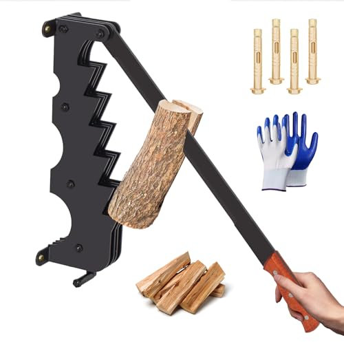 Todeco Fendeuse de Bois de Chauffage Murale, Fendeur de bûches manuel avec gants, Fendeuse de Bûches Manuelle Portable Pour la Maison, cheminée, le Camping, Barbecue Jardin