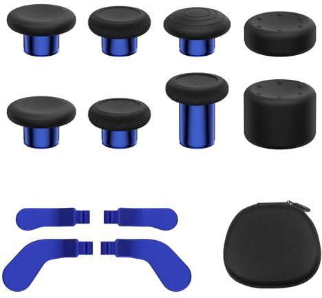 KD.FLY 13-in-1 Metal Thumbsticks Replacement Kit for Xbox Elite Series 2 | Support for X-box Elite 2 Controller Accessories, Includes Magnetic Joysticks, Paddles, Silicone Caps, Storage Bag, Cobalt