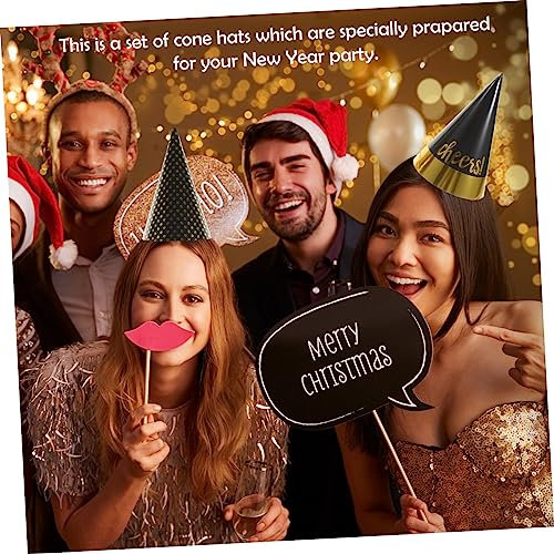 PRETYZOOM 20stücke Kreative Neujahrs-partyhüte Aus Papier Papierspitzenhüte Mit Elastischem Band Bunte Gemischte Muster Einfache Montage Festliche Silvester-deko Für Junge Mädchen Und Gäste
