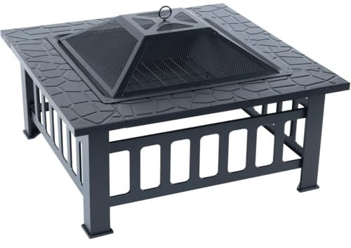 Brasero barbecue 3 en 1 avec couvercle anti braise Flaméo - Noir