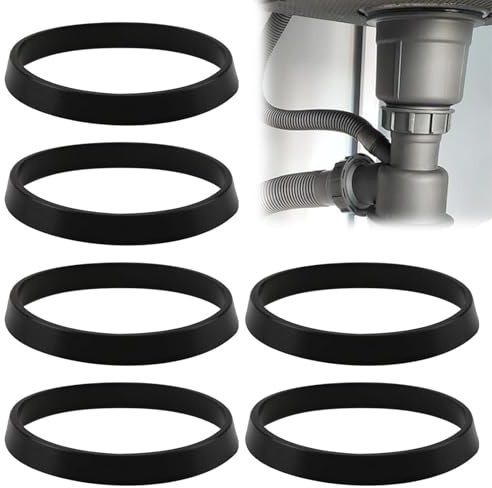 Yuiturt 6 PCS 40mm Rubber Washers for Plumbing, Cone Sink Plug Rubber Seals | for 1 1/2 Inch Drain Pipe, Waste Pipe Gaskets & Sink Odour Trap Seals, Universal Basin Waste Seal Kit (40MM/1.5)
