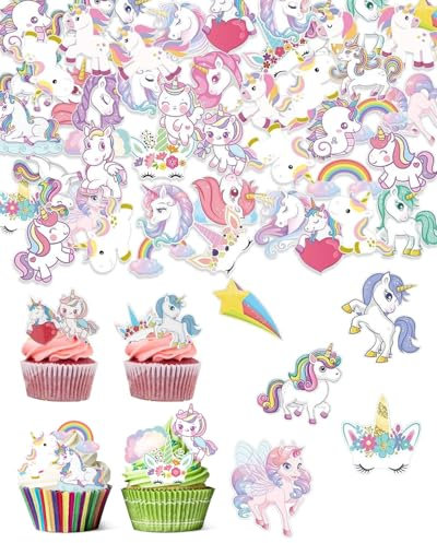 KGDUYC 80 pezzi di decorazione per torte a forma di unicorno, decorazione per cupcake a forma di unicorno, decorazione per torte a forma di unicorno, topper per torte a forma di unicorno