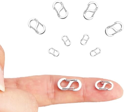 SZZETK 8 Pezzi di Braccialetti S-lock, Chiusura a Doppia Catena, Chiusura a Moschettone con Doppia apertura, Accorciatori in Acciaio Inox, chiusura a Catena e Fermagli, in 2 Misure 12 mm/16.5 mm