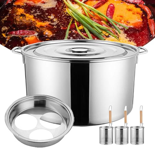 CQIKRWGWS Juego de Olla para Pasta de 3/4 Agujeros, Olla Multiusos para Espaguetis, Ideal para Uso Comercial y doméstico, fácil de Limpiar, 3 Agujeros