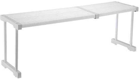 HARFINGTON Expandable Cabinet Tension Shelf 26.38 to 34.65 Adjustable Cabinet Organizer 32 x 9.45 Flower Pattern Table Storage Rack for Wardrobe Cupboard Kitchen Bedroom