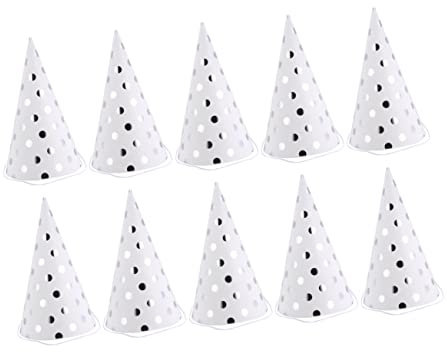 Ciieeo 10 Pezzi Cappellini Compleanno per con Strisce da Decorazioni per Feste con Design Pois