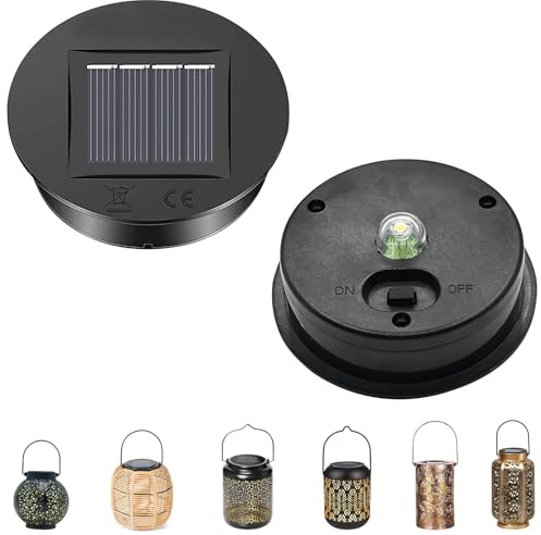 Solarleuchten Ersatzteile, 2 Stück Solar Ersatzdeckel 8cm Ersatz Solarmodul für Gartenleuchte Ersatz Solarlampen für Außen für Solarlaterne Solar Laternen Gartenleuchten (8cm)