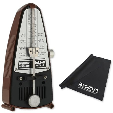 Wittner mechanisches Metronom 831 Taktell Piccolo Mahagoni-Braun mit keepdrum Mikrofasertuch