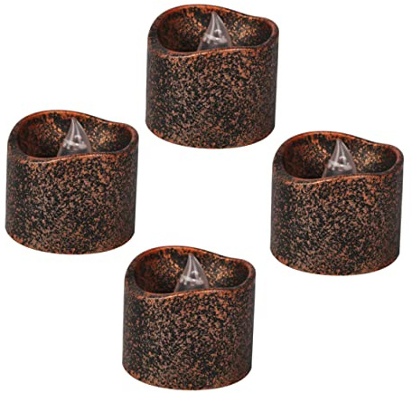 HOMSFOU 4 Pièces Bougies Chauffe Plat LED Scintillantes sans Flamme Lot de Lampe à Piles Noire pour Décoration Halloween Mariage Fête Ambiance Sécurisée