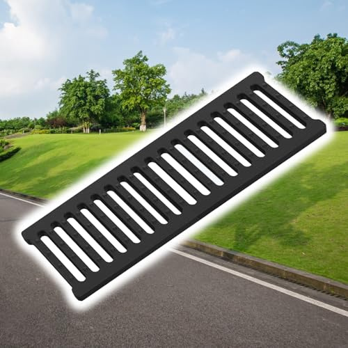 Small Plastic Drain Cover - Narrow Channel Grate for Rainwater Management, Trench Drain System Sewer Lids, 5-Pack for Sidewalks & Houseside Use
