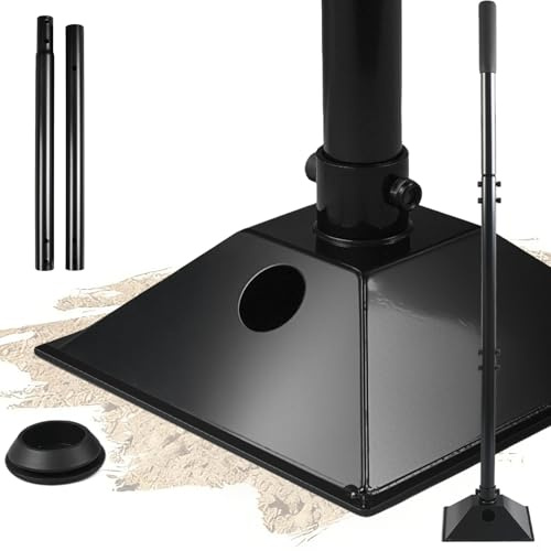 TIHOOK Betonstampfer, Stahlstampfer, Tamperwerkzeug mit 85 cm Stahl Griff | Gummigriff, 20,3 x 20,3 cm Befüllbarem Stahlsockel, Stampfer Bodenverdichter, Erdstampfer für Boden Kies Asphalt Sand