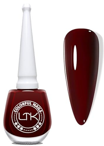 Smalto per unghie rosso scuro, 13 ml, lucido, ad asciugatura rapida e di lunga durata, atossico, effetto naturale lucido, normale senza lampada UV, per manicure a casa, colore rosso vino