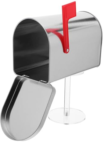 OSALADI Mini Metall Briefkasten mit Ständer wasserdichte Postbox aus Robustem Eisen Miniatur TIPP-Box und Briefkasten Ornament für Haus Büro Mikro Landschaft Dekor in Silber