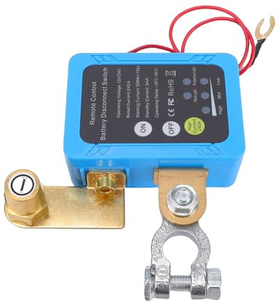 Walfront Ferngesteuerter Batterietrennschalter, Doppelspulen-Messingspulen, ABS, Messing, Nylonmaterial, 240 A Nennstrom, ATV, Nutzfahrzeuge