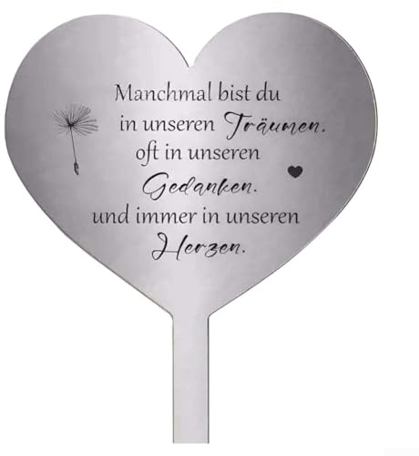 Marcatore per tomba a forma di cuore, in acciaio inossidabile, pietre commemorative da giardino, pietre decorative per messaggi, per omaggi da cortile (A)