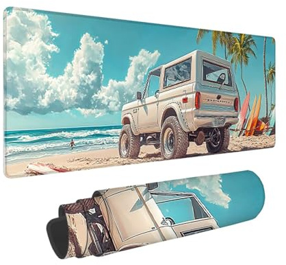 Tapis de Souris de Jeu, 800 x 300 mm XXL Tapis Souris Gaming Grand, Antidérapant Étanche, iExtended Long Clavier Mouse Pad XXL, Accessoire Bureau, pour Gamer, PC (Plage de Sable Camion) i-713