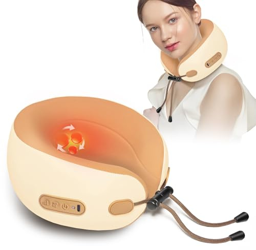 Kabelloses Nackenmassagekissen mit Wärmefunktion und Vibration, Elektrisches Shiatsu‑Knetmassagegerät mit 3 Intensitätsstufen,Entspannung für Nacken Schultern Rücken,Ideal für Zuhause,Büro und Reisen