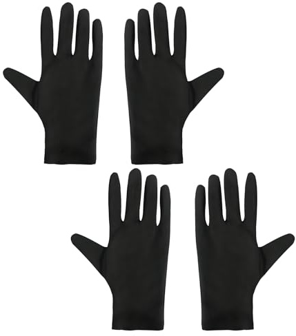 Rumgug 4 Stück Baumwollhandschuhe Schwarz Verdickt für Schmuck Inspektion | Stoffhandschuhe Archivierung, Gastronomie, weiche Trikot Handschuhe, waschbar Arbeitshandschuhe, dünn flexibel