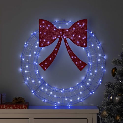 LoogCape Kranz mit 60 LEDs Blau Acryl 76 x 76 x 8,5 cm USB Beleuchteter Weihnachtskranz für Innen und Außen Dekoration Modernes Design