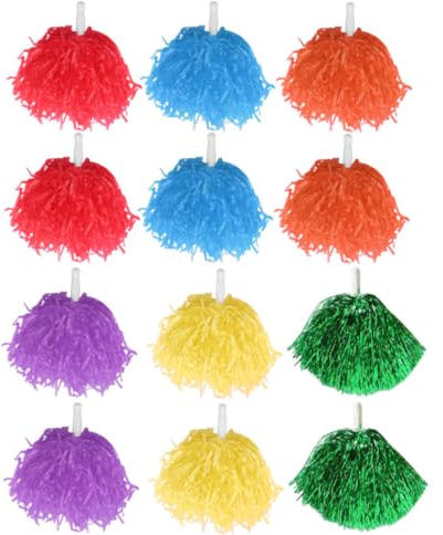 SOLUSTRE 12 Pièces Pompons de Cheerleading Légers en PE Réutilisables avec Poignée de 50g, Accessoires pour Équipes et Compétitions Sportives de Danse et Acclamation