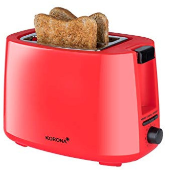 Korona 21132 Toaster in rot - 2 Scheiben Toaster 750 Watt mit Brötchenaufsatz sowie einer Auftau- und Aufwärmstufe